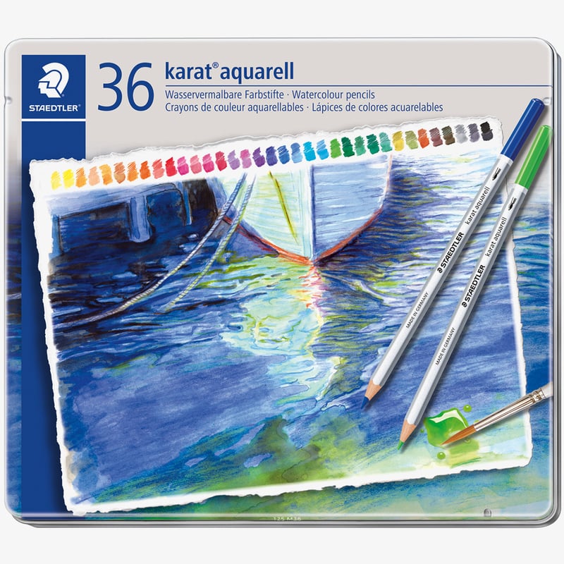 Staedtler Staedtler Karat Aquarell Watercolour Pencils - Assorted Colours (Tin of 36)