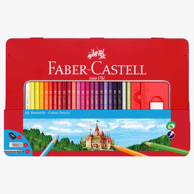 Faber-Castell Hexagonal Colouring Pencils - Assorted Colours (Tin of 48)