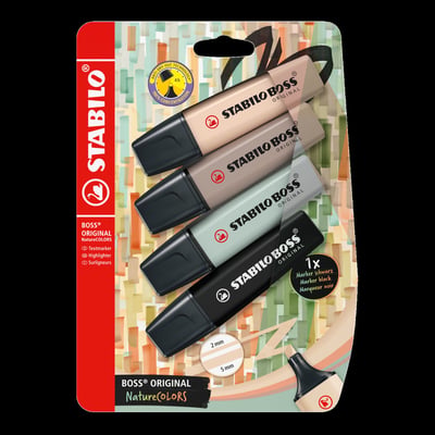 STABILO STABILO BOSS ORIGINAL NatureCOLORS - Pack of 4 - Beige, Warm Grey, Earth Green, Black