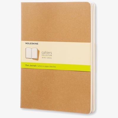 Moleskine Cahier Extra Large Journal - Plain - Kraft Brown - Set of 3