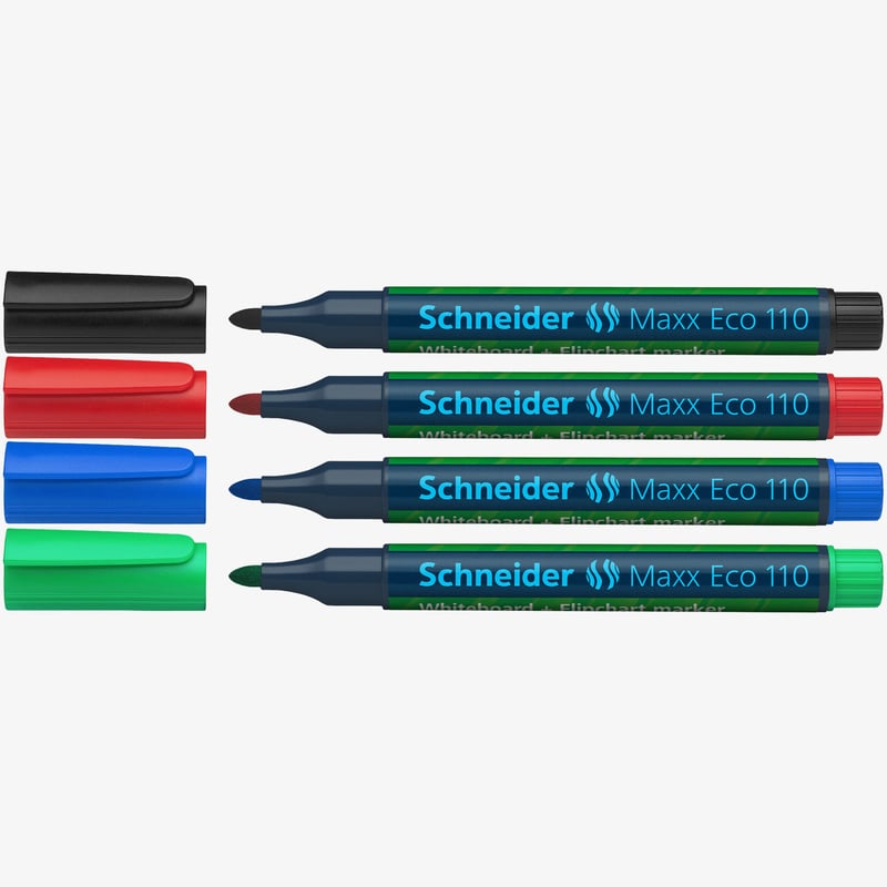 Schneider Schneider Maxx Eco 110 Whiteboard Markers - Bullet Tip - Assorted Colours (Pack of 4)