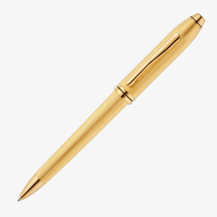 Cross Cross Townsend Ballpoint Pen - 23KT Gold-plated Diamond Pattern with 23KT Gold-plated Trim