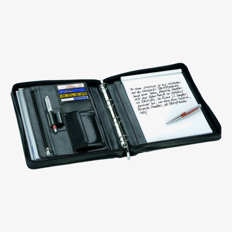 Staedtler Premium Leather Writing Case with Zipper - A4 Black
