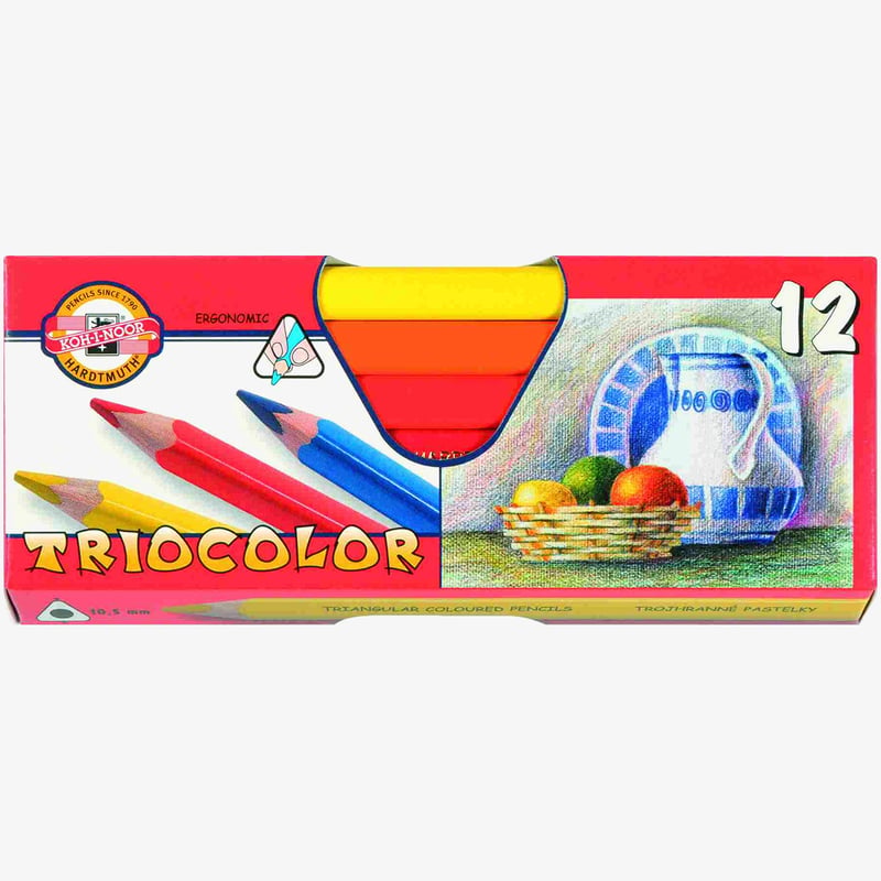 Koh-I-Noor Koh-I-Noor 3152 Jumbo Triangular Coloured Pencils - Assorted Colours (Pack of 12)