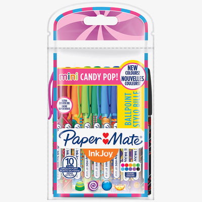 Papermate Inkjoy 100 Mini Capped Ballpoint Pen - Medium - Candy Colours (Pack of 10)