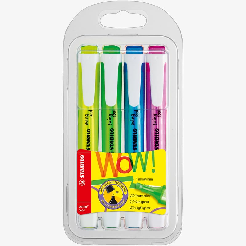 STABILO STABILO swing cool Highlighter - Wallet of 4 - Assorted Colours