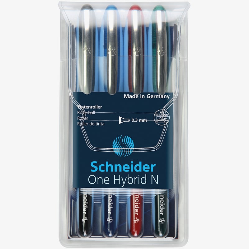 Schneider Schneider One Hybrid N Rollerball Pens - 0.3mm - Assorted Colours (Pack of 4)