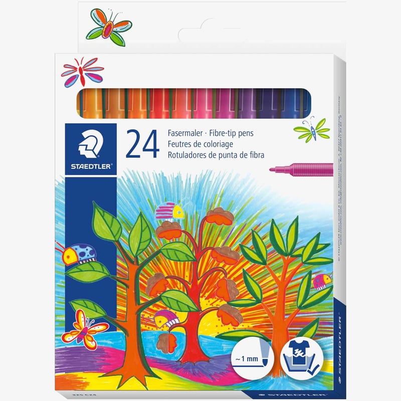Staedtler Staedtler Fibre Tip Pens - Assorted Colours (Pack of 24)