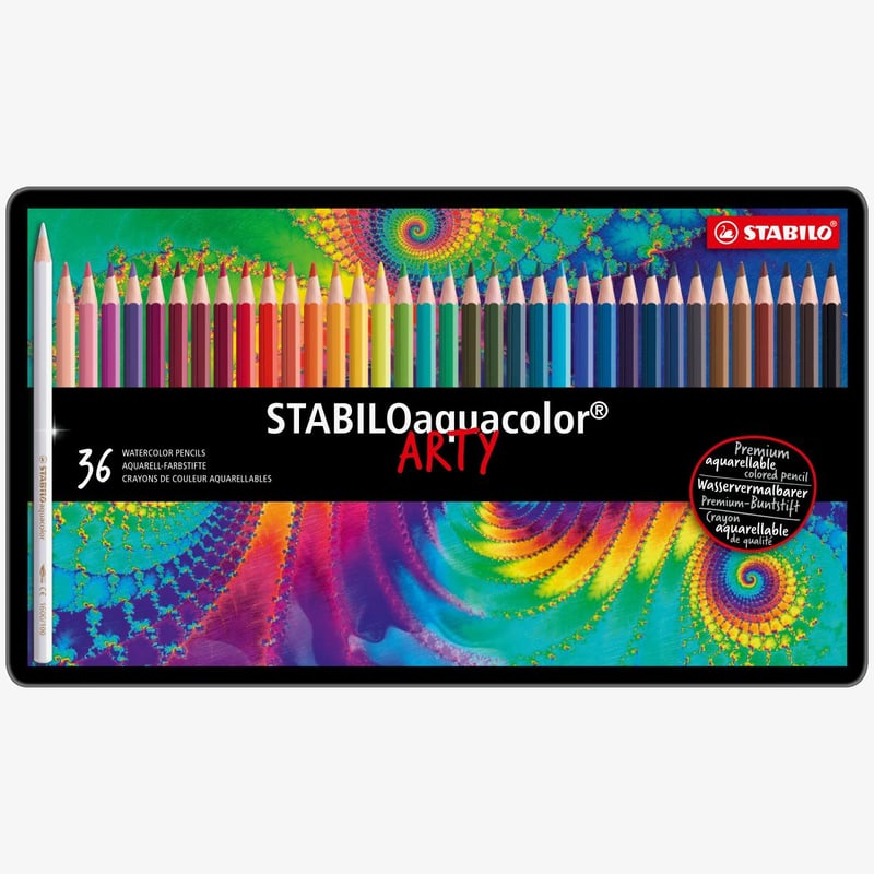 STABILO STABILOaquacolor Colouring Pencil- ARTY- Tin of 36 - Assorted Colours
