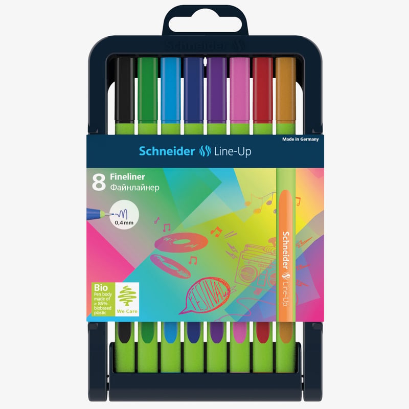 Schneider Schneider Line-Up Fineliner Pens - Assorted Colours (Pencil Case of 8)