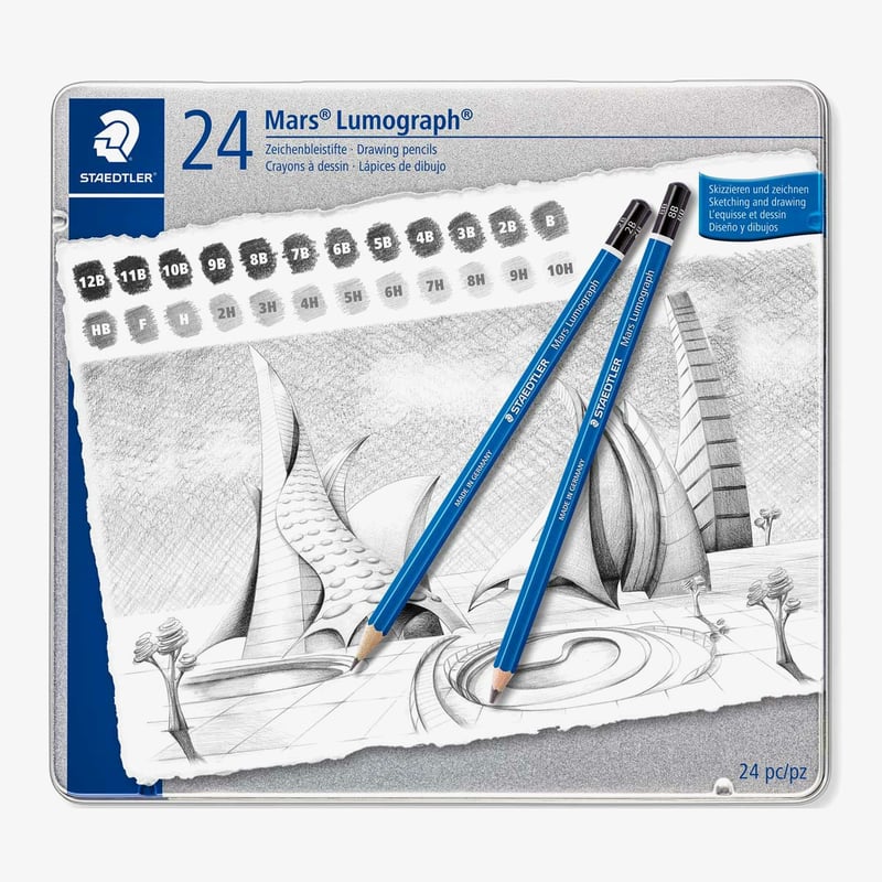 Staedtler Staedtler Mars Lumograph Pencils - Assorted Grades (Tin of 24)