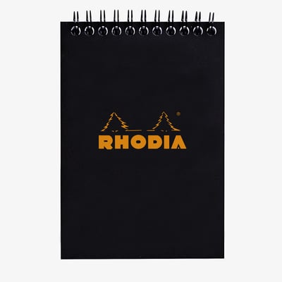 Rhodia Classic Wirebound Notepad - Medium - Black - Squared