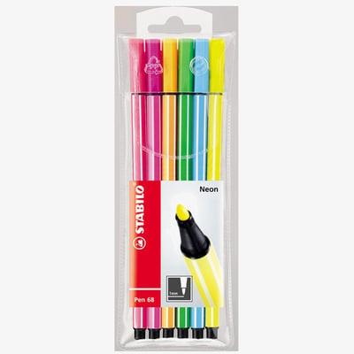 STABILO STABILO Pen 68 Fibre Tip Pen - Assorted Neon Colours (Pack of 6)