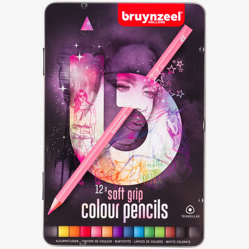 Bruynzeel Bruynzeel Soft Grip Colouring Pencils - Light Colours (Tin of 12)