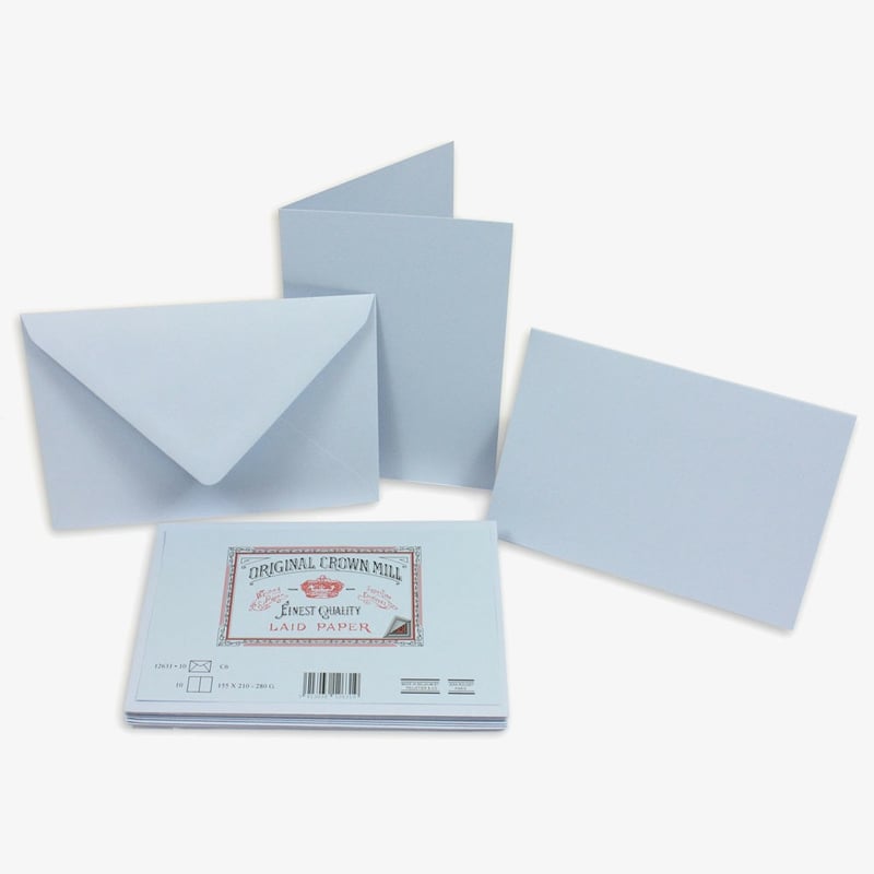 Crown Mill Crown Mill Classics C6 Set of 10 Folded Cards and Envelopes - Blue