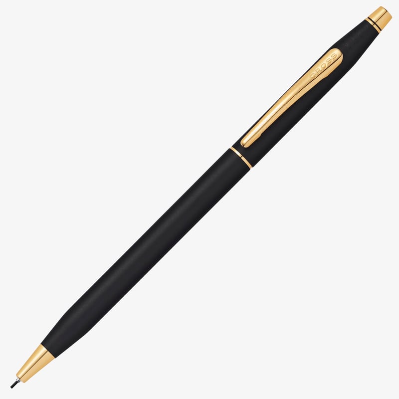Cross Cross Classic Century Pencil - Black Lacquer with 23KT Gold-Plated Trim