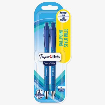 Papermate Papermate Flex Grip Ultra Ballpoint Pen - Medium - Blue (Blister of 2)