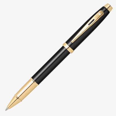 Sheaffer 100 Rollerball Pen - Gloss Black Gold Trim