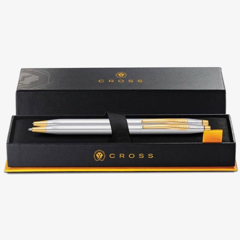 Cross Cross Classic Century Ballpoint Pen and Pencil Set -  Lustrous Chrome