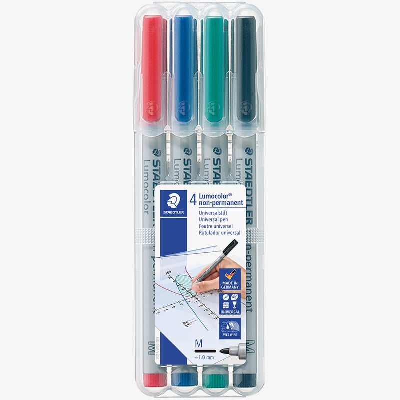 Staedtler Staedtler Lumocolor Nonpermanent Pen - Medium - Assorted Colours (Pack of 4)