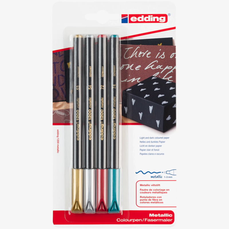 Edding Edding 1200 Fibre Tip Pens - Assorted Metallic Colours (Blister of 4)