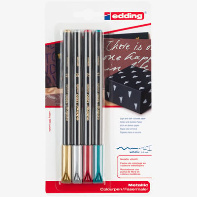 Edding Edding 1200 Fibre Tip Pens - Assorted Metallic Colours (Blister of 4)