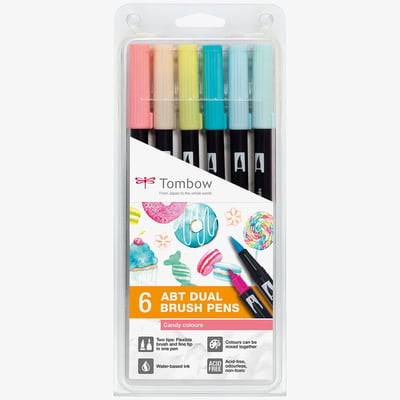 Tombow Tombow ABT Dual Brush Pens - Candy Colours (Pack of 6)