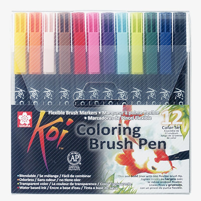 Sakura Sakura Koi Coloring Brush Pen Set - Assorted Colours - Pack of 12