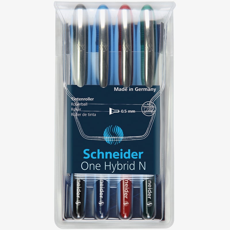 Schneider Schneider One Hybrid N Rollerball Pens - 0.5mm - Assorted Colours (Pack of 4)