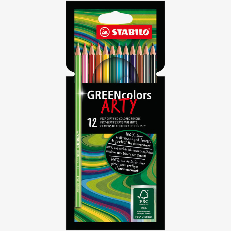 STABILO STABILO GREENcolors ARTY Colouring Pencil - Wallet of 12 - Assorted Colours
