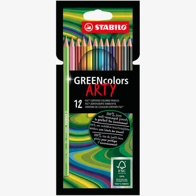 STABILO GREENcolors ARTY Colouring Pencil - Wallet of 12 - Assorted Colours