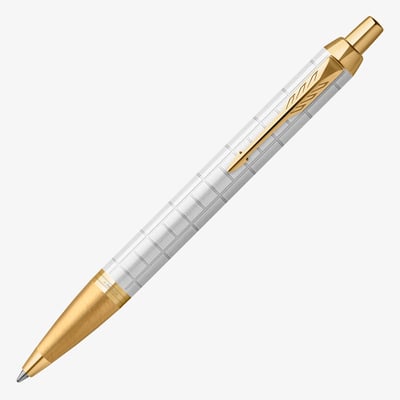 Parker IM Premium Ballpoint Pen - Pearl White Gold Trim