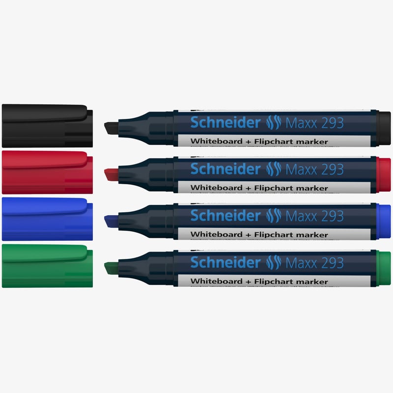Schneider Schneider Maxx 293 Whiteboard & Flipchart Markers - Assorted Colours (Pack of 4)