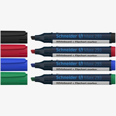 Schneider Schneider Maxx 293 Whiteboard & Flipchart Markers - Assorted Colours (Pack of 4)