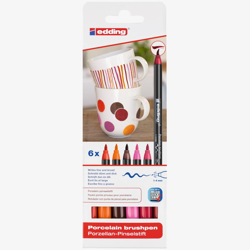 Edding Edding 4200 Porcelain Brush Pens - Assorted Warm Colours (Blister of 6)