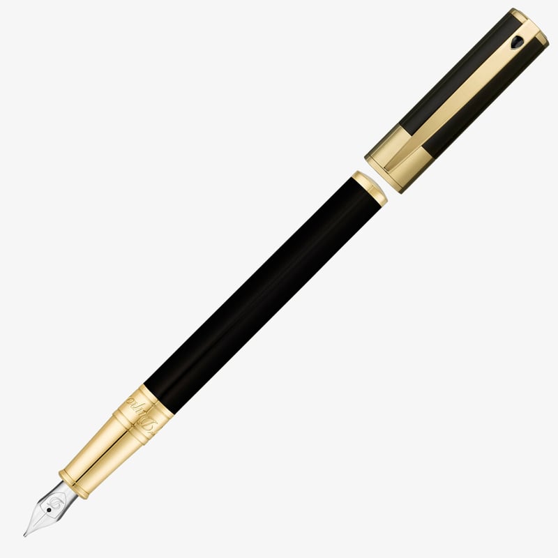 S.T. Dupont S.T. Dupont D-Initial Fountain Pen - Black Lacquer Gold Trim