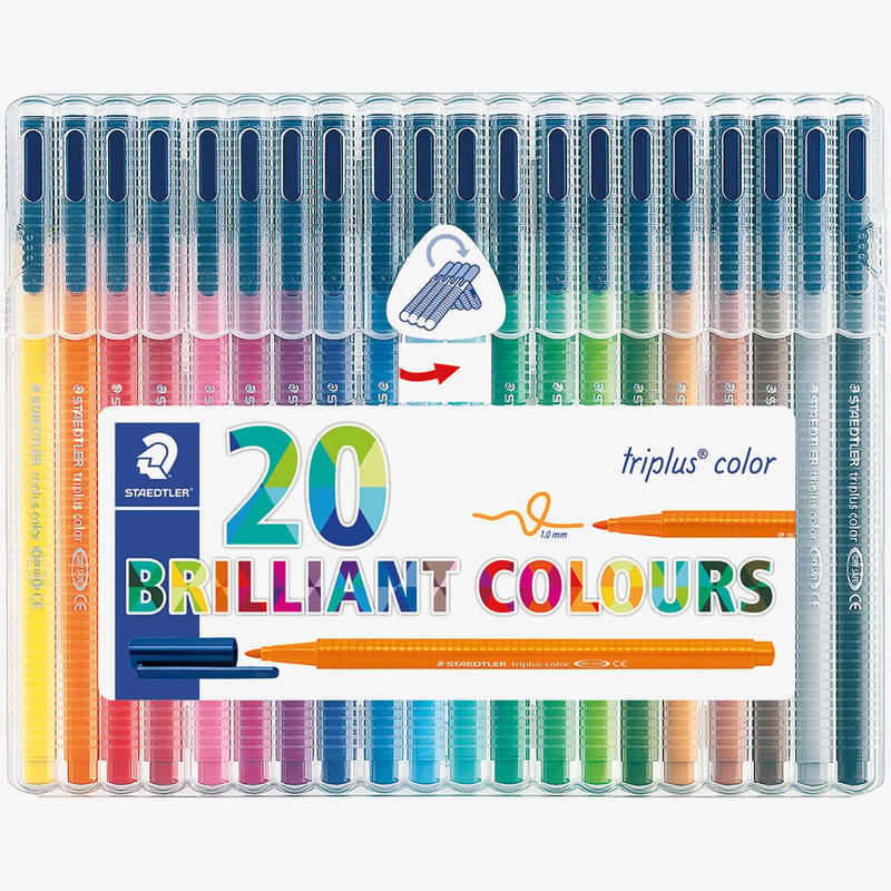 Staedtler Staedtler Triplus Triangular Fibre Tip Pens - Assorted Colours (Wallet of 20)
