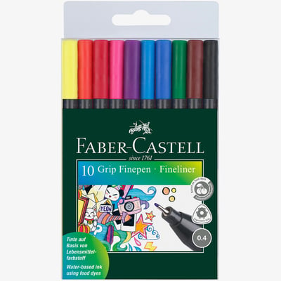 Faber-Castell Faber-Castell Grip Finepen - Assorted Colours (Wallet of 10)