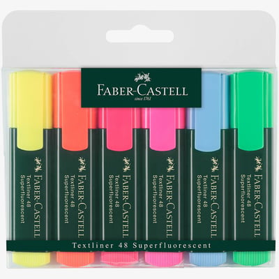 Faber-Castell Faber-Castell Textliner 48 Highlighter - Assorted Colours (Pack of 6)