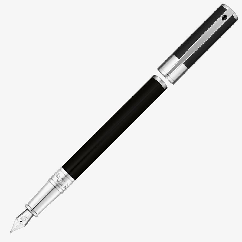 S.T. Dupont S.T. Dupont D-Initial Fountain Pen - Black Lacquer Chrome Trim