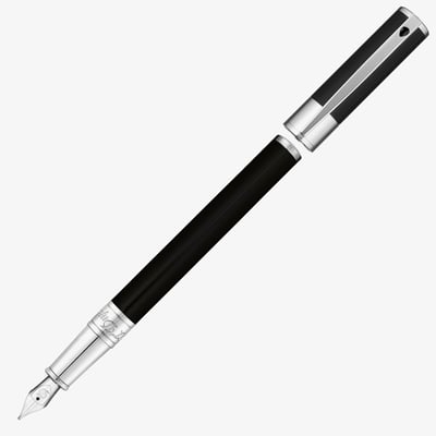 S.T. Dupont D-Initial Fountain Pen - Black Lacquer Chrome Trim