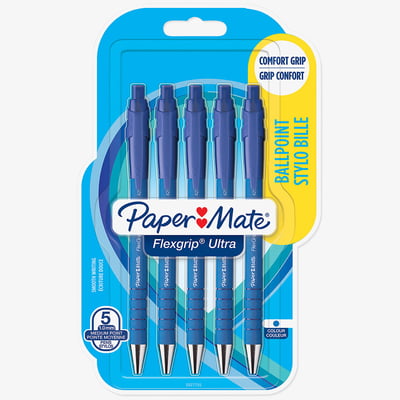 Papermate Papermate Flex Grip Ultra Ballpoint Pen - Medium - Blue (Blister of 5)