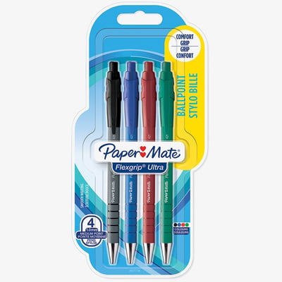 Papermate Papermate Flexgrip Ultra Ballpoint Pen - Medium - Assorted Colours (Pack of 4)