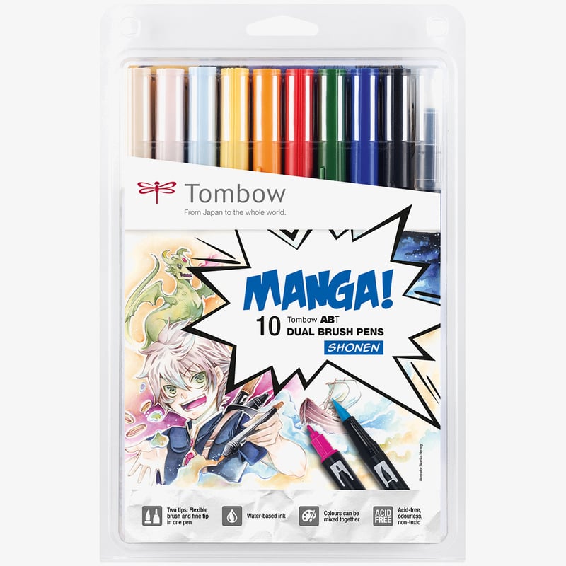 Tombow Tombow ABT Dual Brush Pens - Manga Shonen Colours (Pack of 10)