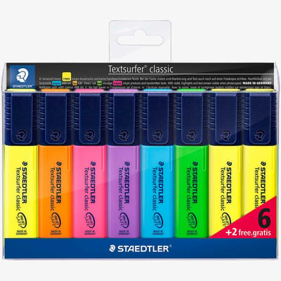 Staedtler Staedtler Textsurfer Classic Highlighters - Popular Colours (Wallet of 8)