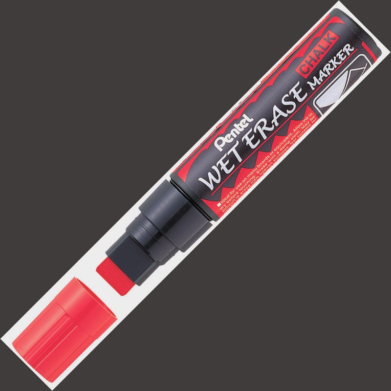 Pentel Pentel Jumbo Wet Erase Chalk Markers - Red (Wallet of 4)