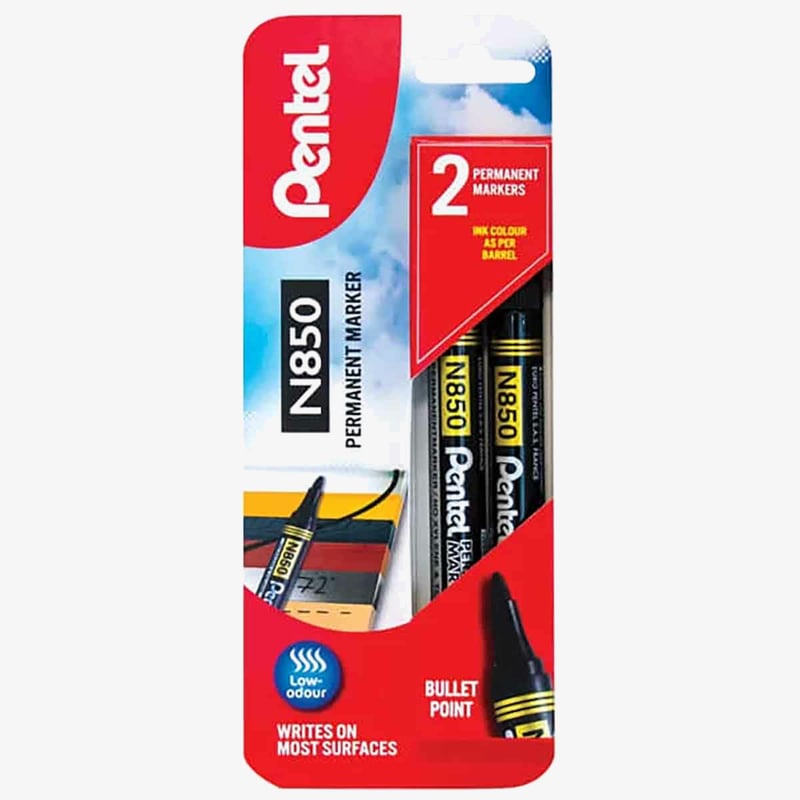 Pentel Pentel N850 Permanent Marker - Bullet Tip - Black (Pack of 2)