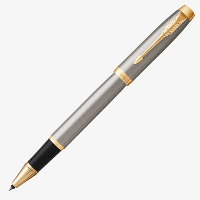 Parker IM Rollerball Pen - Brushed Metal Gold Trim