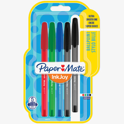 Papermate Papermate Inkjoy 100 Capped Ballpoint Pen - Fine - Standard Colours (Blister of 5)