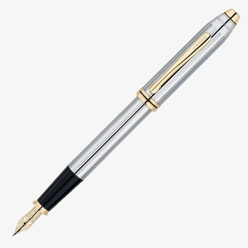 Cross Cross Townsend Fountain Pen - Medalist Chrome and 23KT Gold